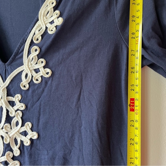 Lilly Pulitzer Navy blue tunic dress small Pima cotton 3/4 sleeve embroidered - Picture 7 of 11